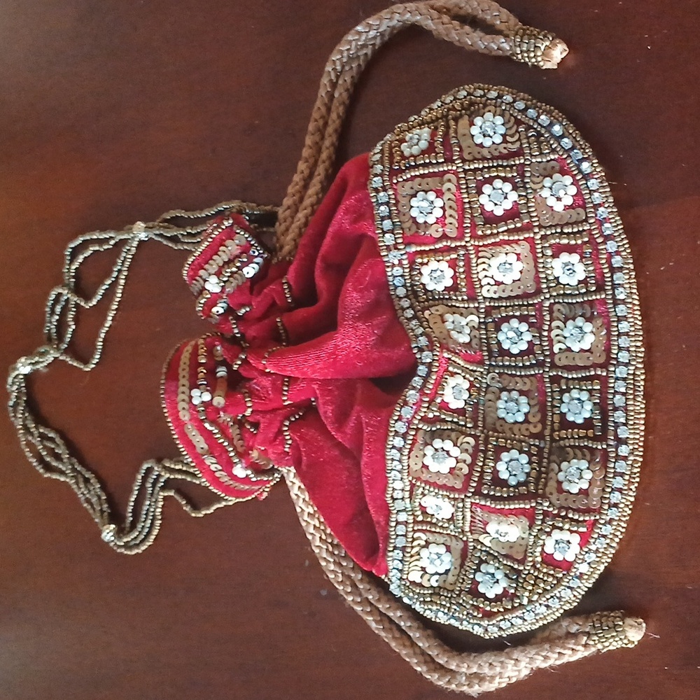 Red Velvet Indian Potli Bag